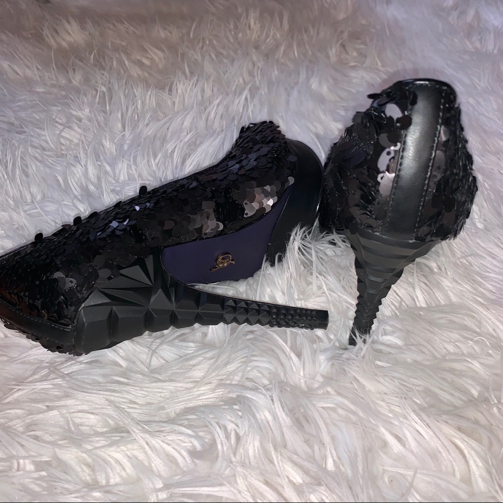 Rachel Roy Black Sequence Heels - Picture 4 of 8